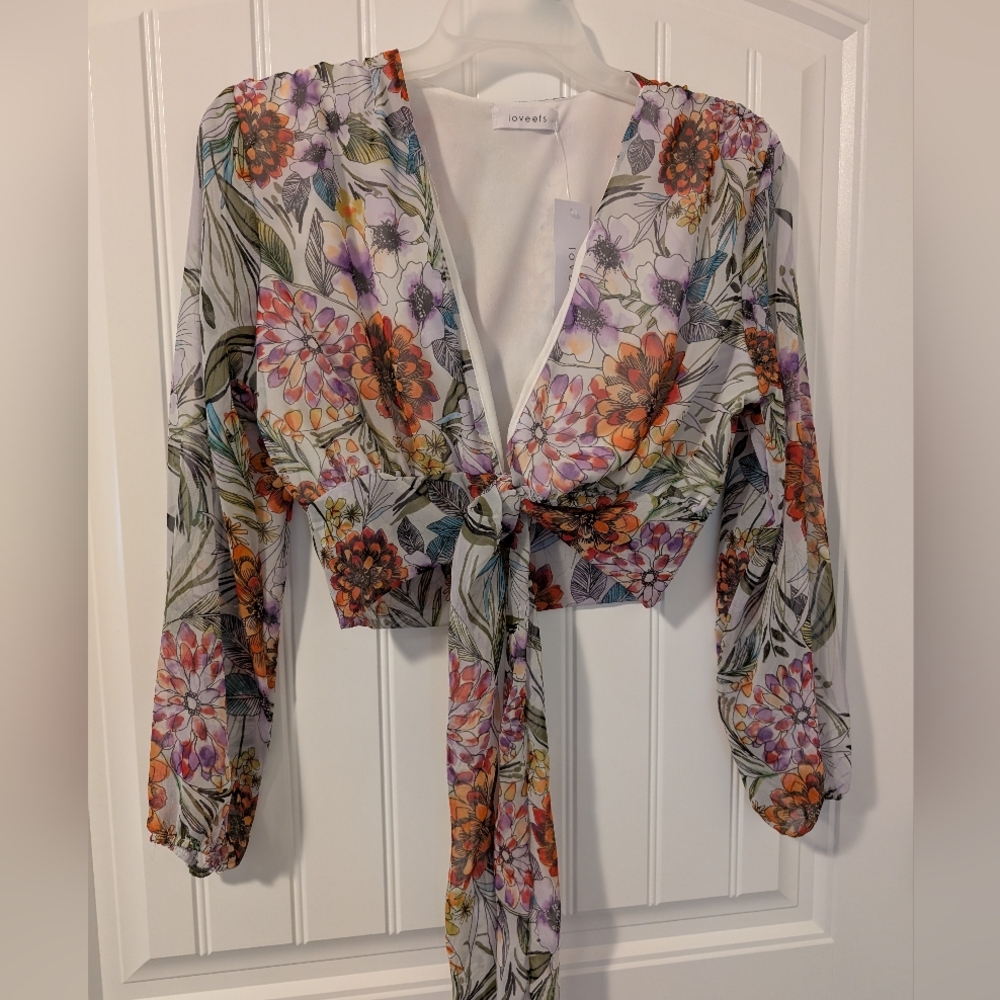 Floral Tie-Front Crop Blouse